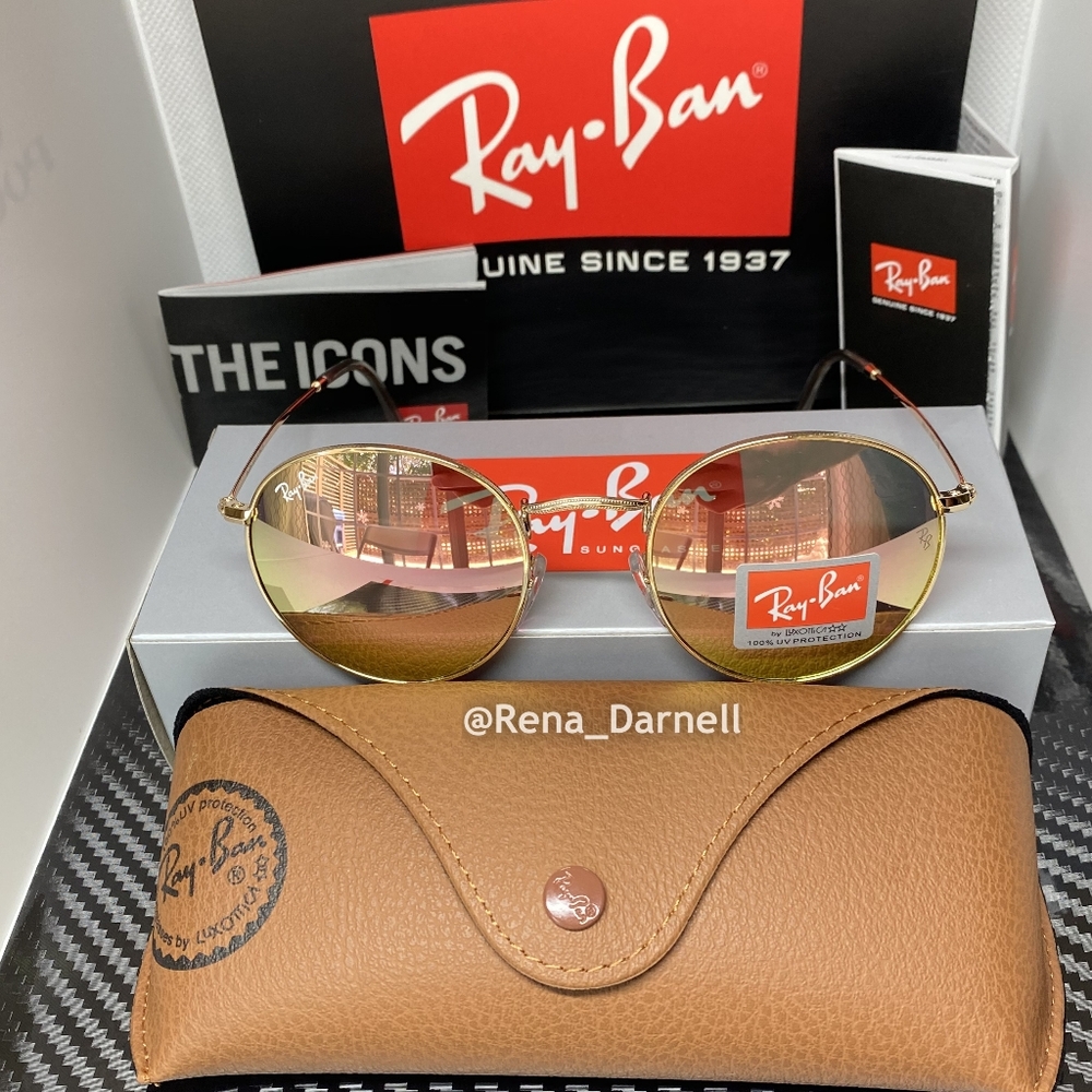 RayBan Round Metal Pink RB3447 Mirror New - Picture 11 of 16